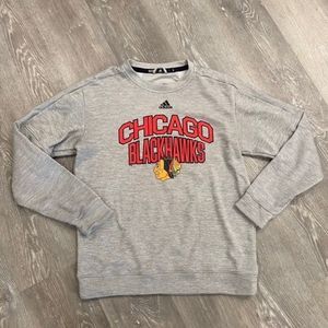 Adidas NHL Chicago BlackHawks Hockey Grey Lightweight Crewneck Men L